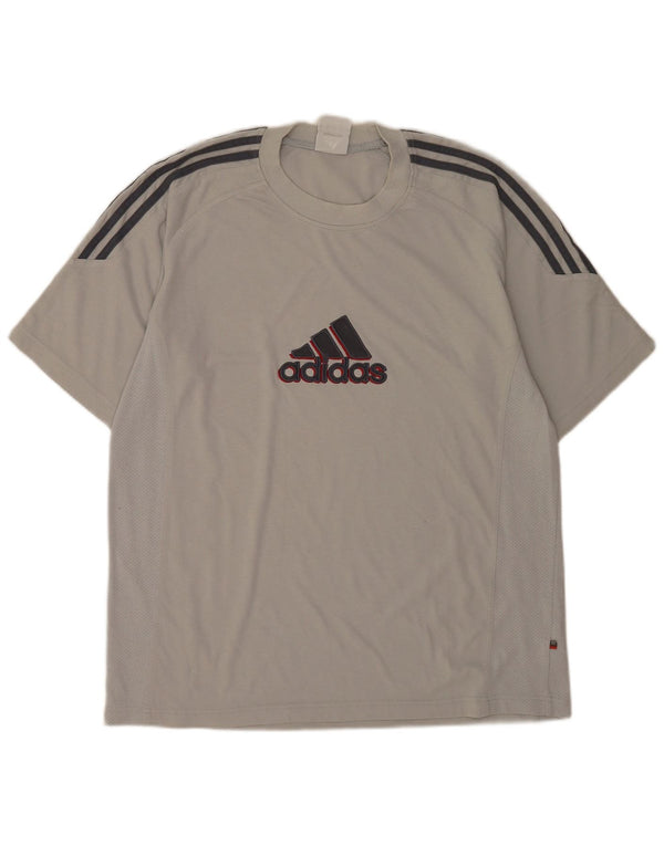Adidas Mens Graphic T-Shirt Top UK 42/44 Grande Cinza Algodão