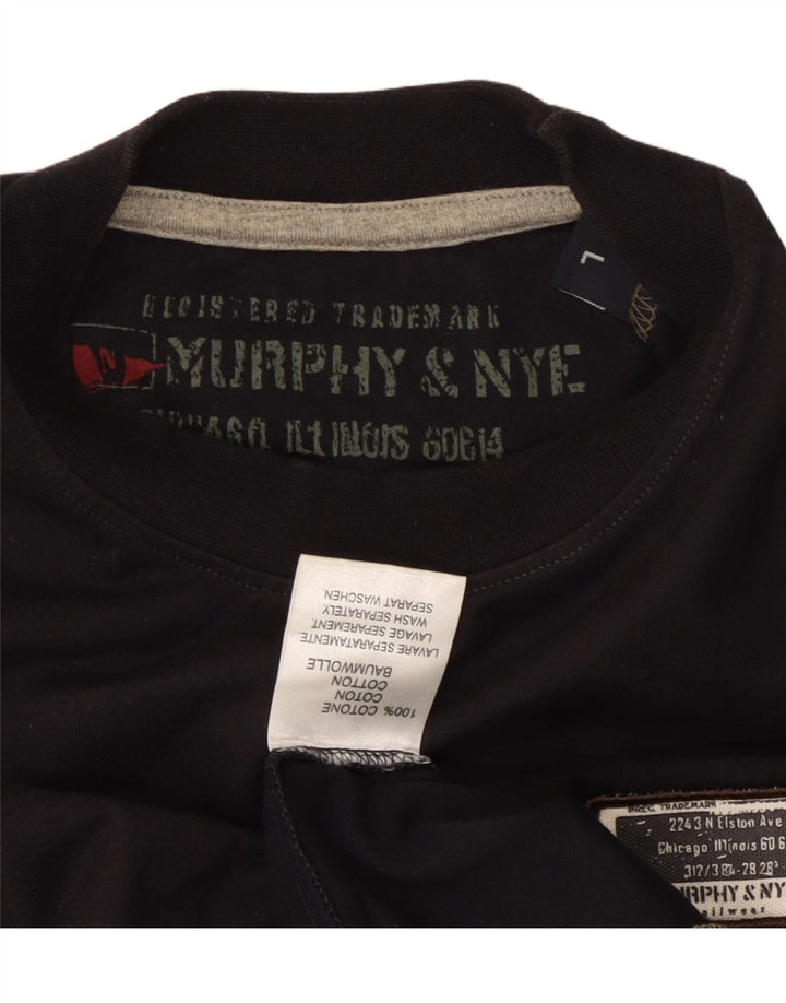 MURPHY & NYE Mens Sailmakers Top Manga Longa Grande Algodão Azul Marinho