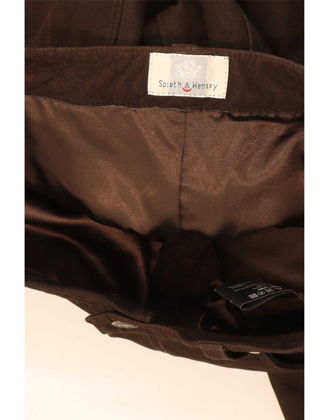 Calça masculina reta de couro Spieth & Wensky EU 48 médio W32 L33 marrom