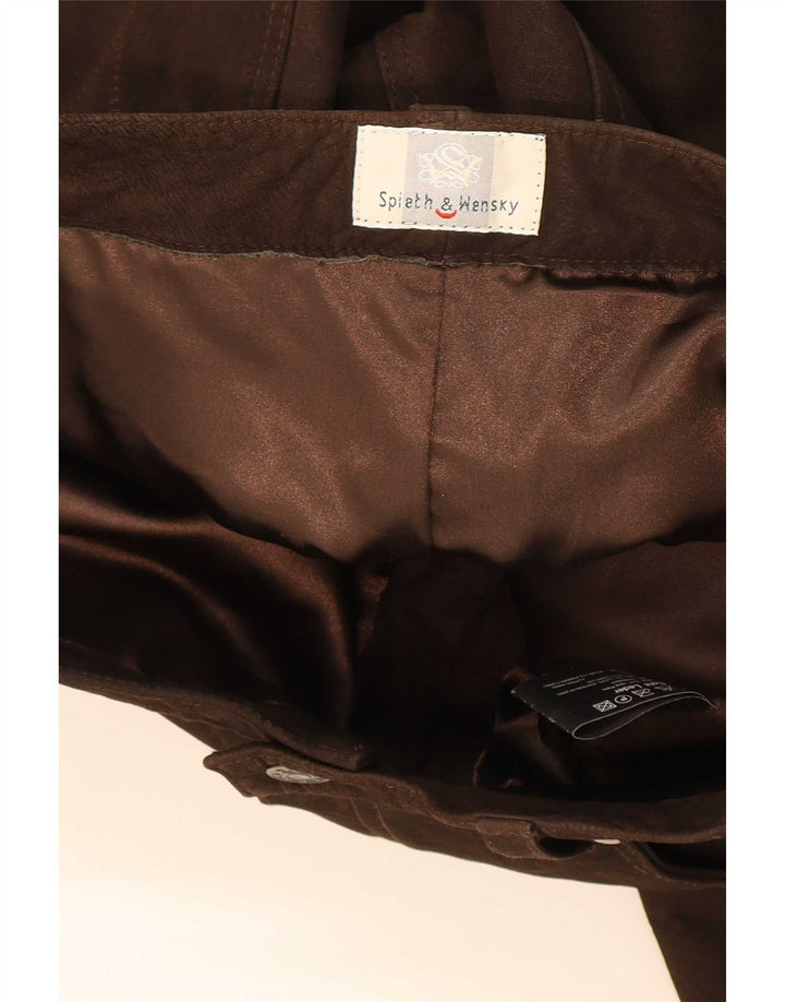 Calça masculina reta de couro Spieth & Wensky EU 48 médio W32 L33 marrom