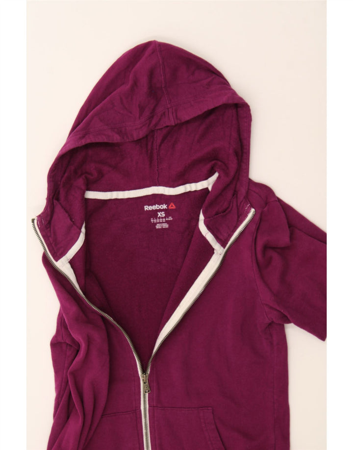 REEBOK Womens Zip Hoodie Sweater UK 6 XS Purple Cotton Vintage Reebok and Second-Hand Reebok from Messina Hembry 