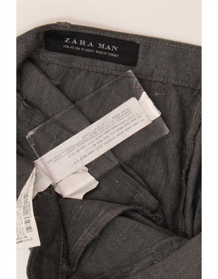 Zara Mens Slim Chino Calças EU 40 Médio W31 L28 Poliéster Cinza