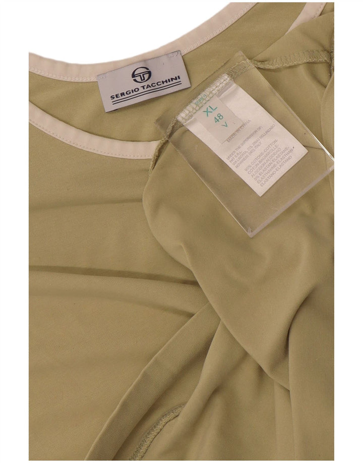 SERGIO TACCHINI Top feminino manga 3/4 IT 48 XL algodão cáqui