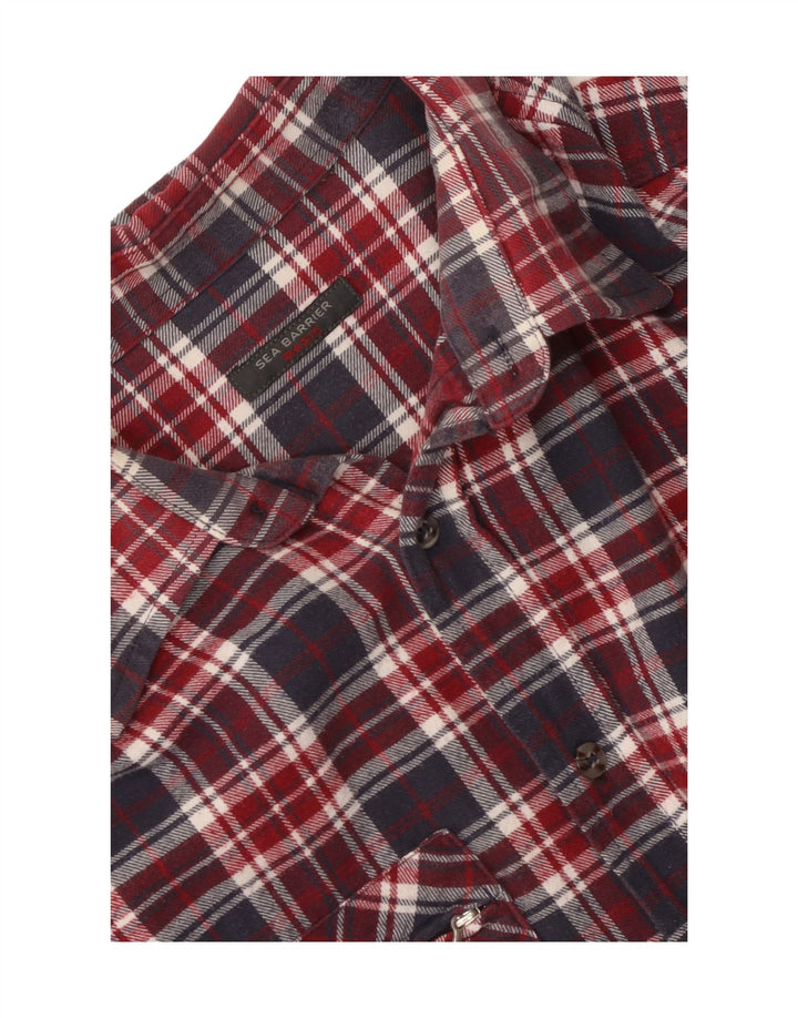 Camisa masculina de flanela Sea Barrier xadrez vermelho médio