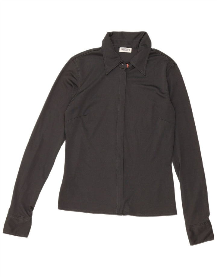 Blusa feminina STEFANEL Reino Unido 10 pequena preta poliéster