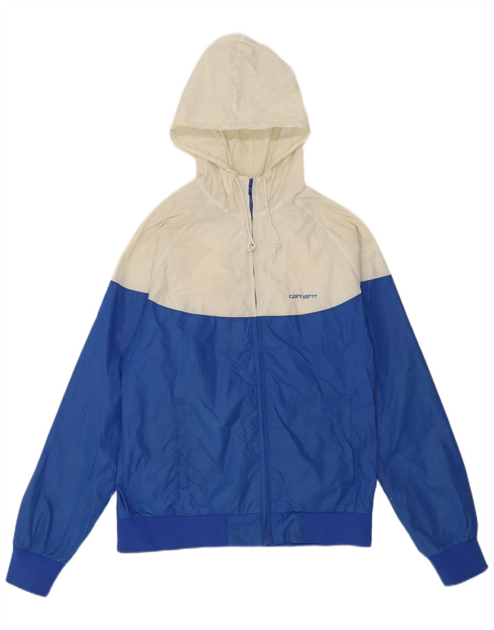 Jaqueta de chuva feminina com capuz Carhartt UK 14 médio azul colorblock nylon