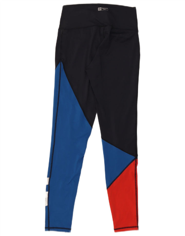 Leggings gráficas femininas Superdry UK 8 pequeno bloco colorido azul marinho