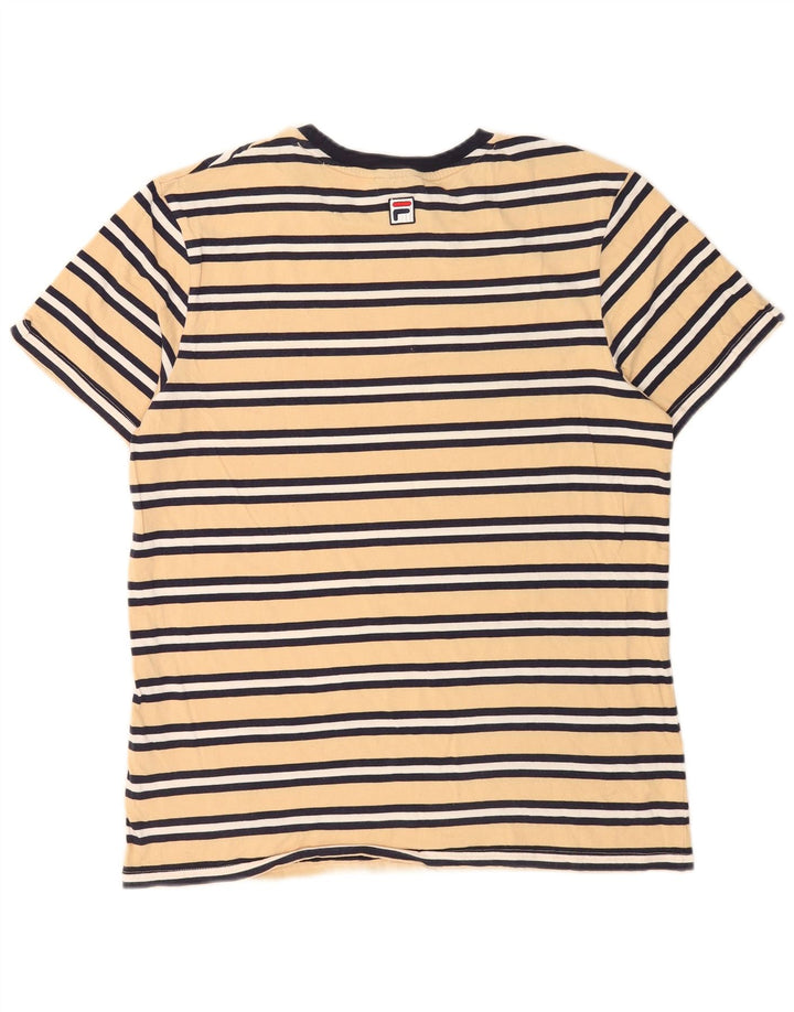 Fila Mens Graphic T-Shirt Top Médio Algodão Listrado Amarelo