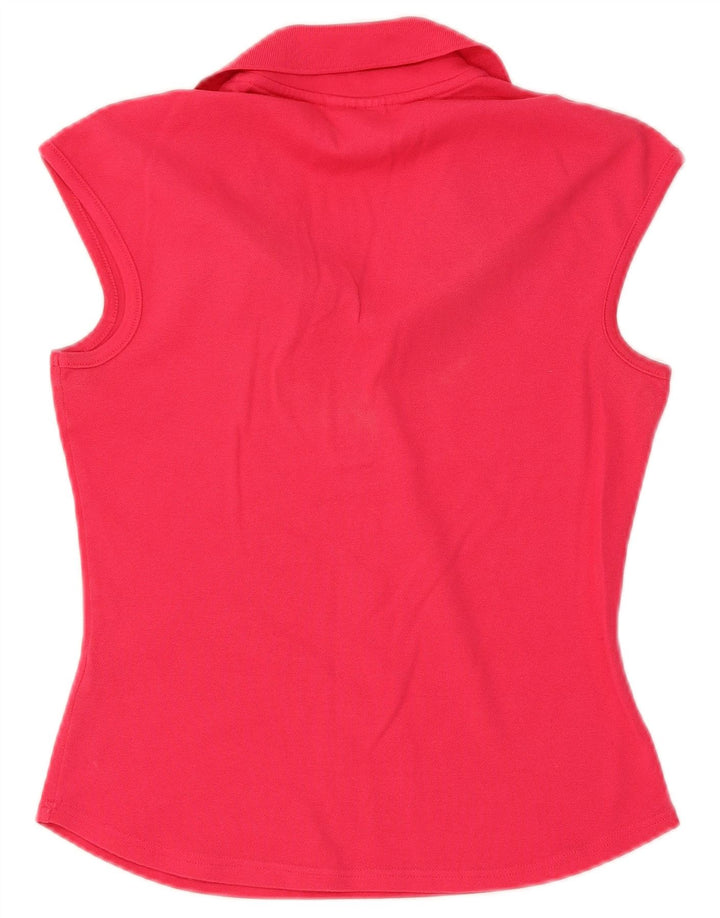 Camisa polo feminina sem mangas Lacoste tamanho 38 algodão rosa médio