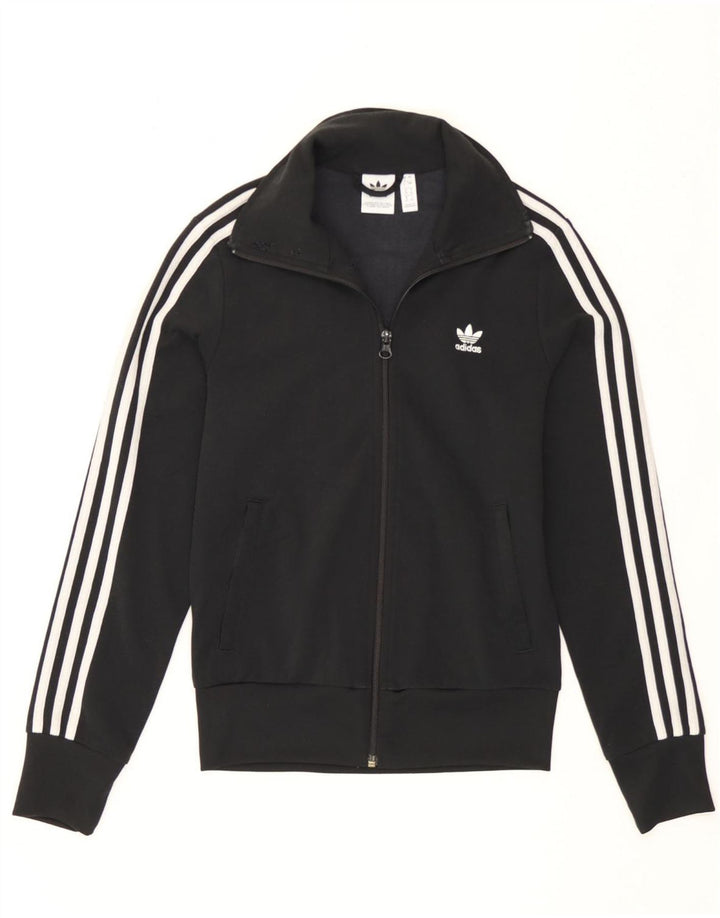 Adidas Womens Tracksuit Top Jacket UK 8 Pequeno Poliéster Preto