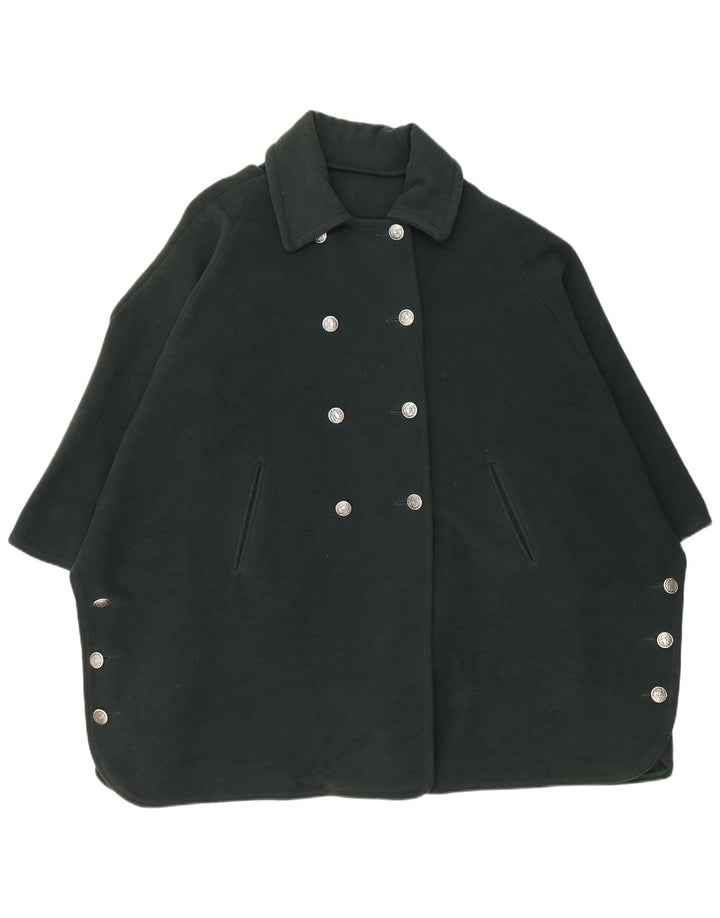 Casaco poncho feminino vintage com peito duplo, tamanho único, verde