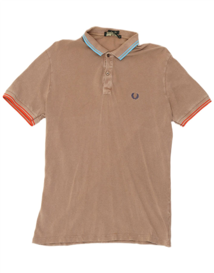 Camisa polo masculina Slim Fit Fred Perry de algodão marrom médio