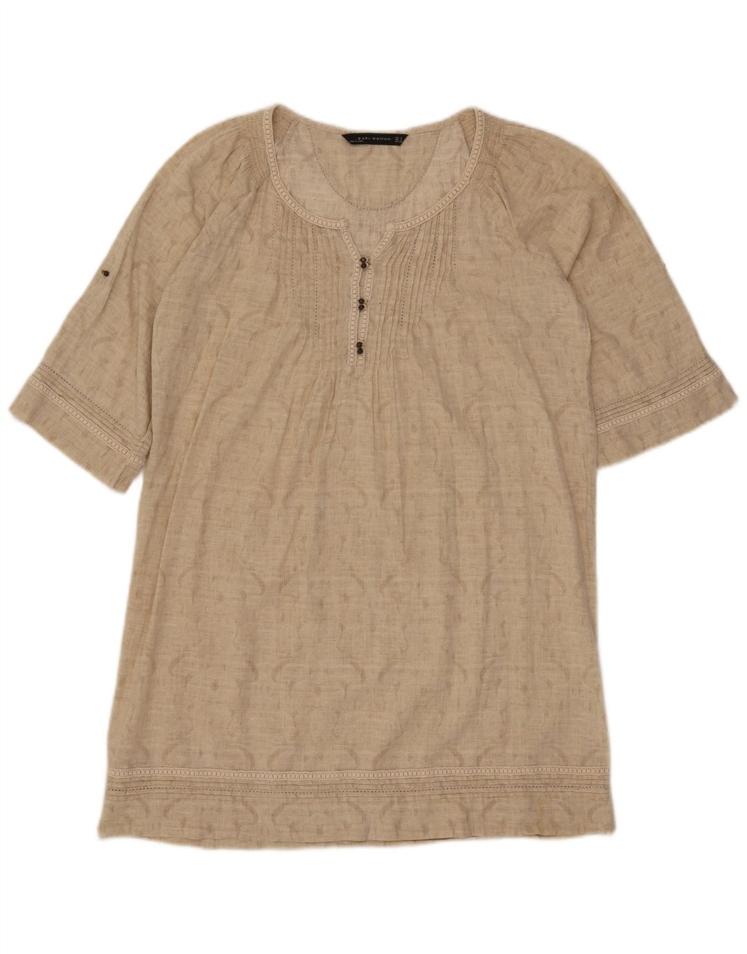 Zara Vestido Tenda Feminino Oversized Reino Unido 10 Pequeno Bege