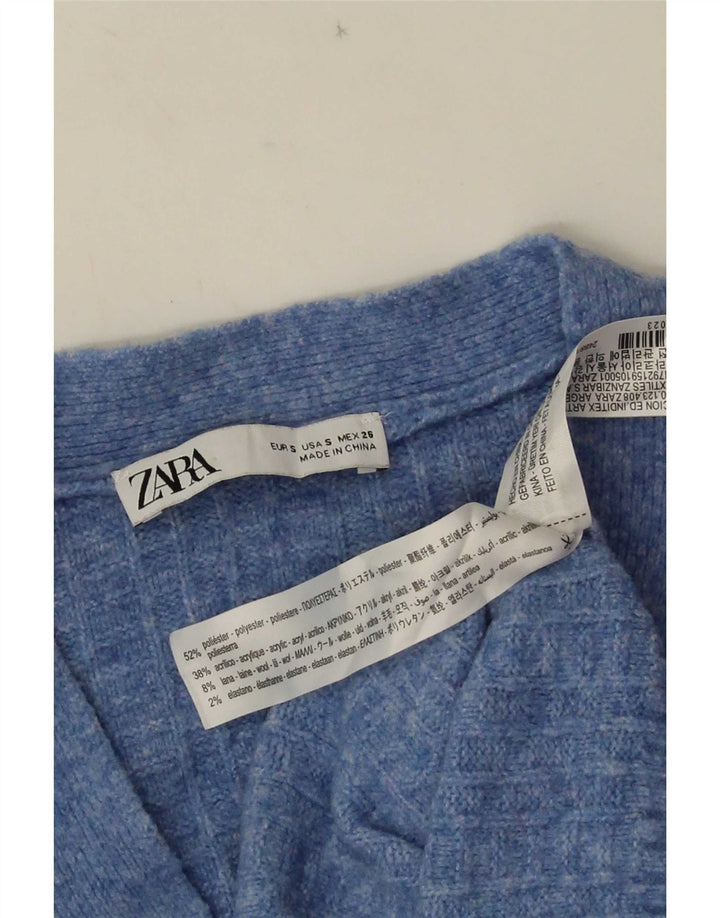 Suéter cardigã oversized feminino Zara Reino Unido 10 poliéster azul pequeno