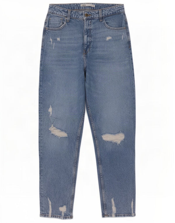 Zara Jeans feminino angustiado cônico EU 40 médio W30 L29 azul