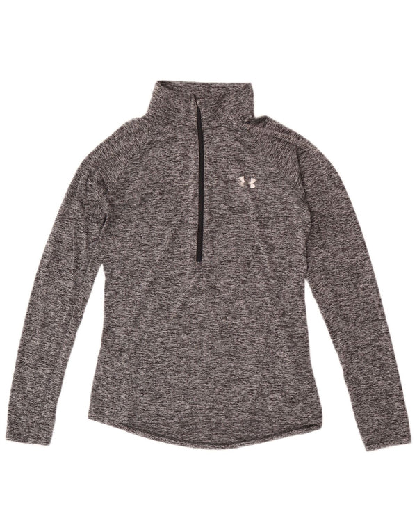 Under Armour Mens Heat Gear Pulôver Treino Top Pequeno Cinza Salpicado