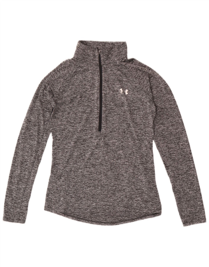 Under Armour Mens Heat Gear Pulôver Treino Top Pequeno Cinza Salpicado