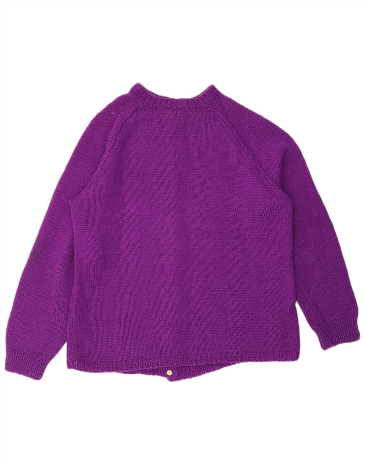 Suéter Cardigan Feminino Vintage UK 14 Roxo Médio