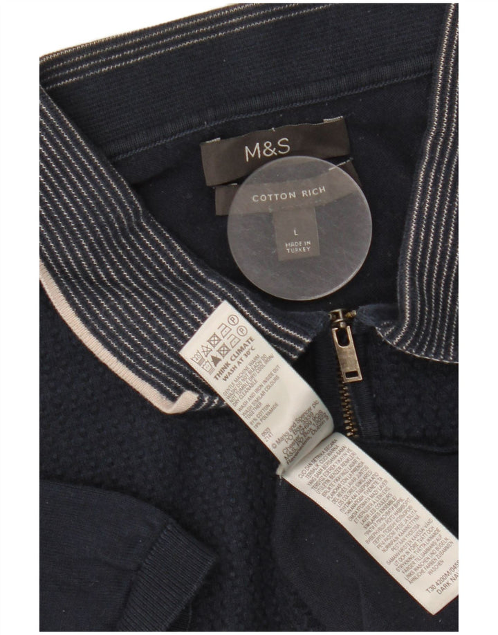 Camisa pólo masculina Marks & Spencer grande algodão azul marinho