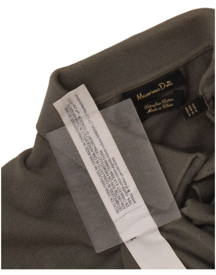 Suéter masculino Massimo Dutti de manga curta com gola polo e algodão cinza médio
