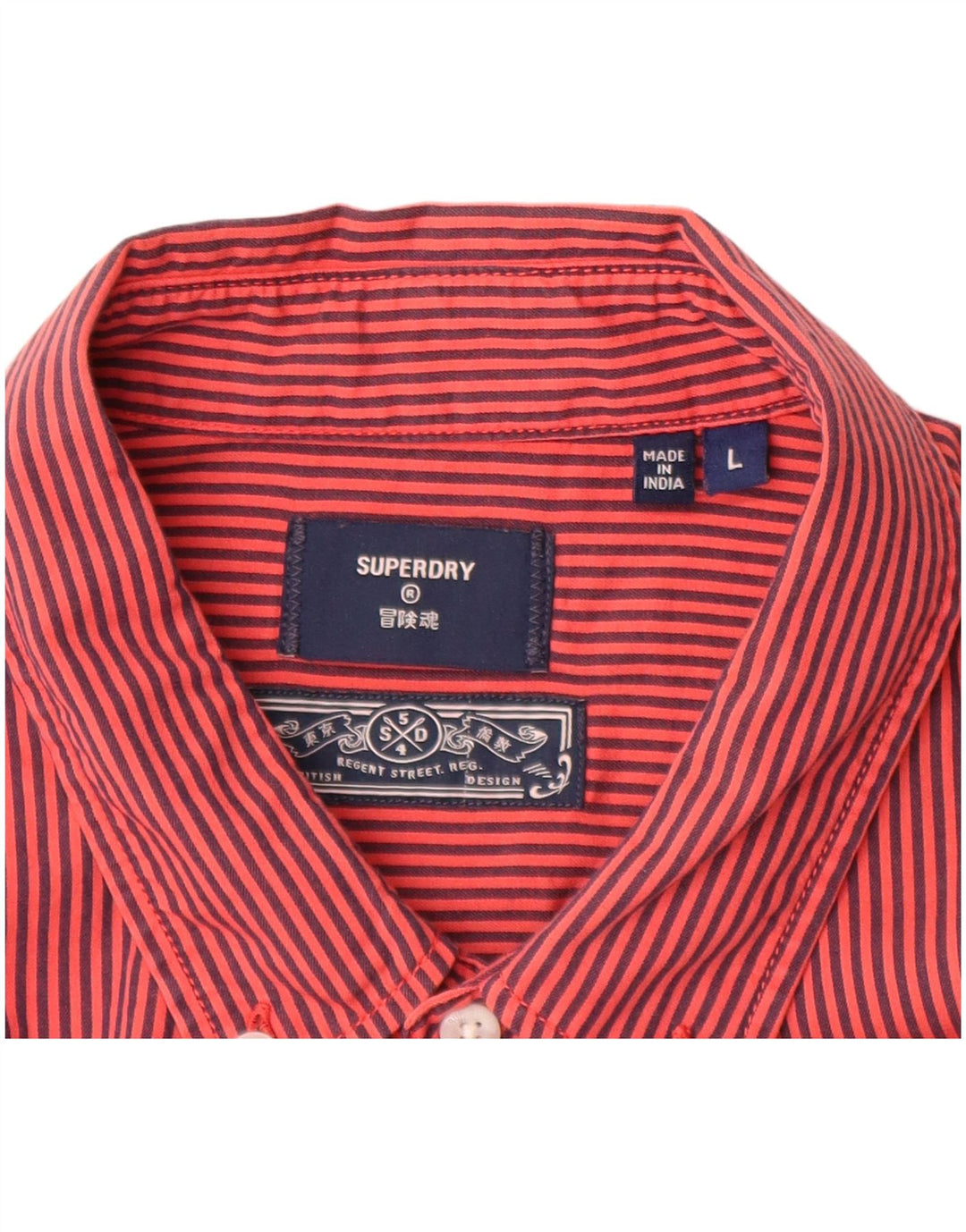Camisa masculina SUPERDRY listrada vermelha grande