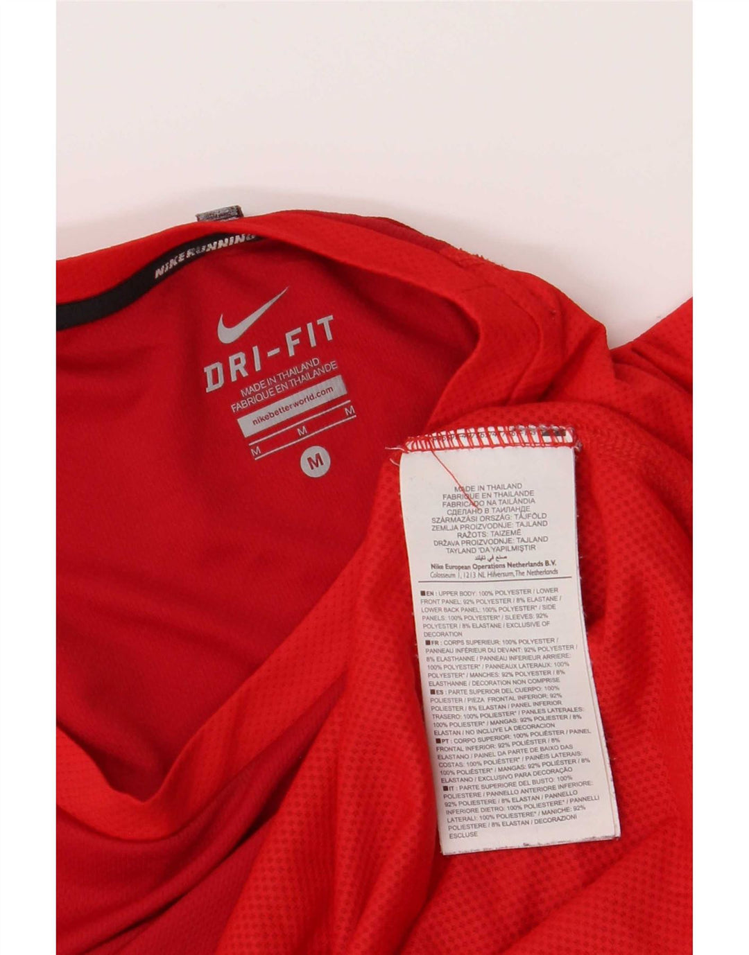Camiseta masculina Nike Dri Fit Top médio vermelho colorblock poliéster