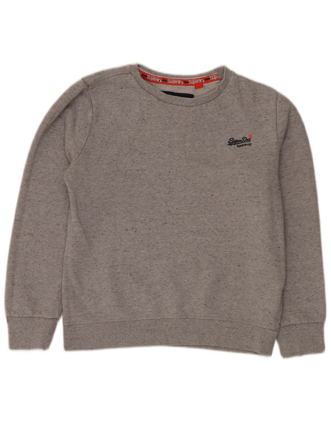Suéter feminino SUPERDRY UK 16 grande algodão manchado cinza