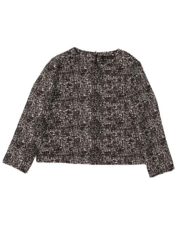 Zara blusa feminina manga 3/4 top UK 14 poliéster preto médio manchado