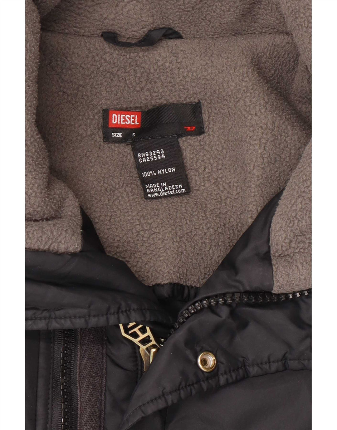Jaqueta acolchoada masculina Diesel UK 36 pequena nylon preta