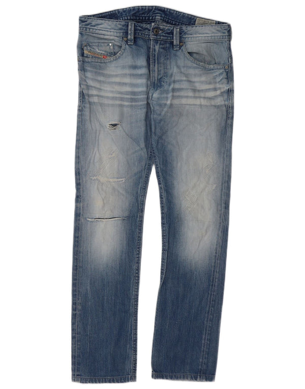 Diesel Masculino Thavar Distressed Skinny Slim Jeans W30 L32 Azul Algodão