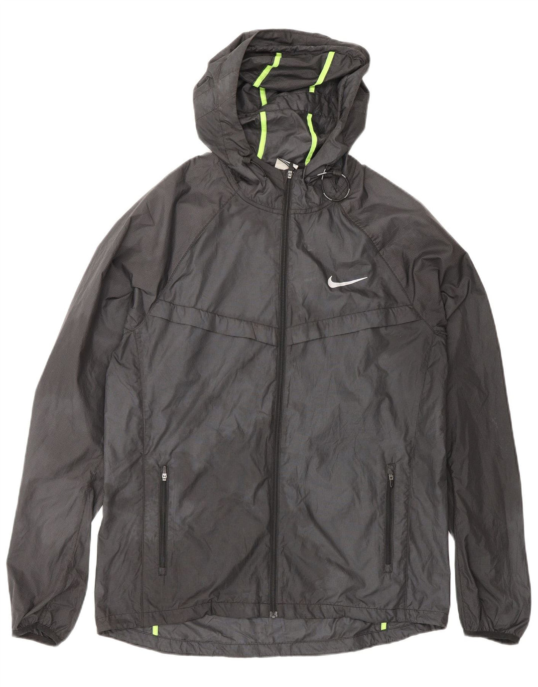 Jaqueta de chuva masculina NIKE com capuz UK 38 poliéster cinza médio