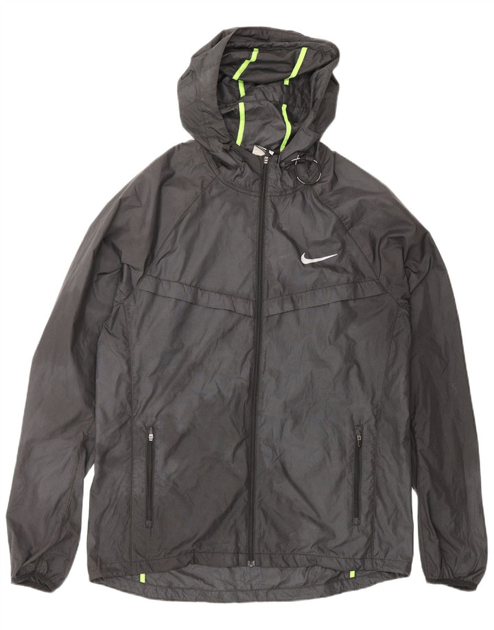 Jaqueta de chuva masculina NIKE com capuz UK 38 poliéster cinza médio