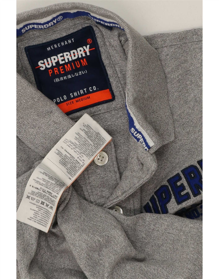 Camisa polo masculina Superdry Graphic cinza médio algodão