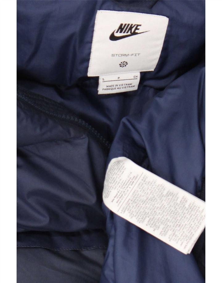 Jaqueta acolchoada com capuz masculina Nike Storm-Fit Reino Unido 36 pequena azul marinho poliéster
