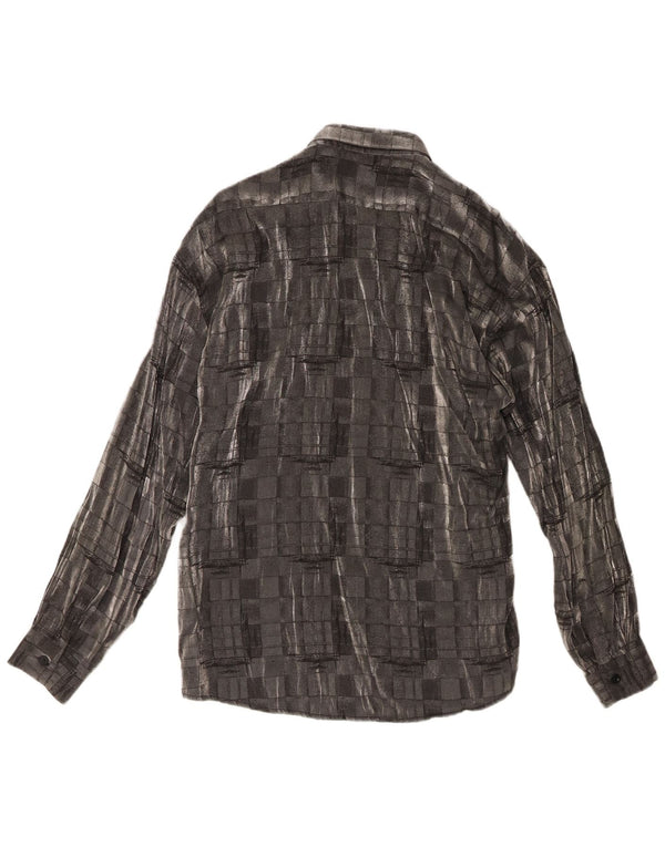 Camisa masculina Tipo'S grande viscose geométrica cinza