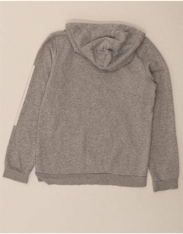 Suéter com capuz gráfico Adidas Boys 11-12 anos cinza colorblock algodão