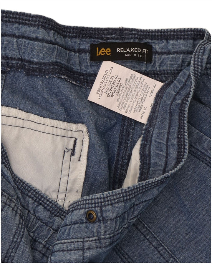 Bermuda feminina Lee com ajuste relaxado e cintura média Reino Unido 16 2XL W38 algodão azul