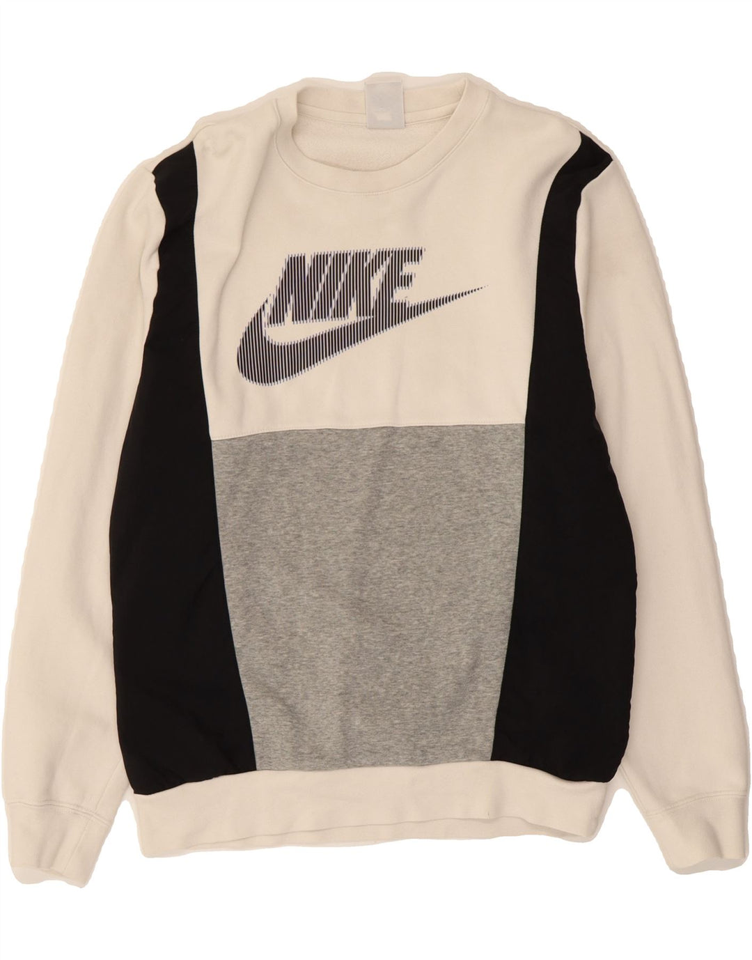 Moletom gráfico masculino NIKE Jumper pequeno branco colorblock algodão