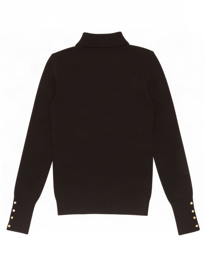 Zara Suéter feminino com gola redonda e gola redonda, preto pequeno