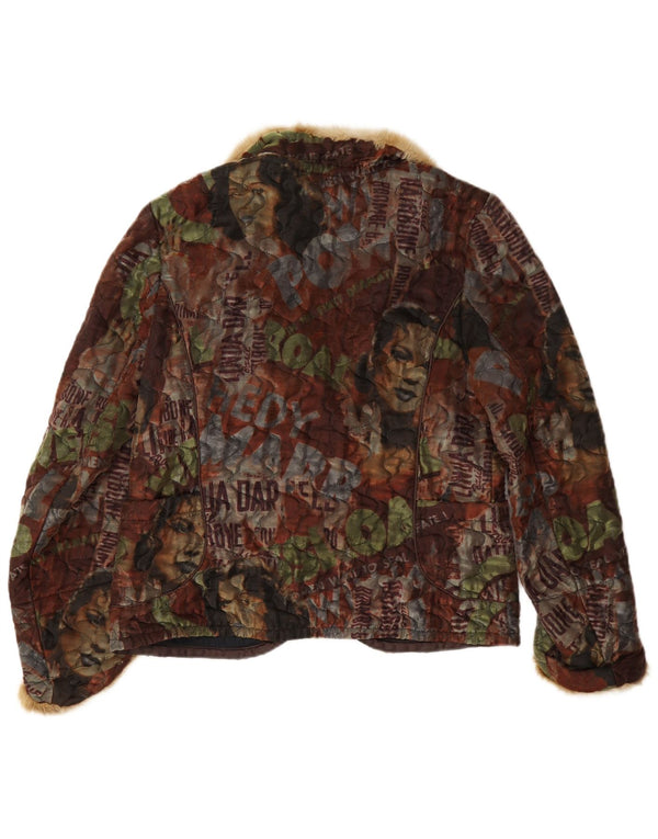 Jaqueta blazer feminina vintage gráfica de 3 botões IT 42 média multicolorida
