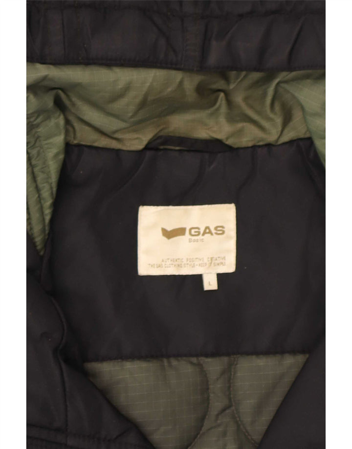 Jaqueta acolchoada com capuz masculina Gas UK 40 grande poliamida preta