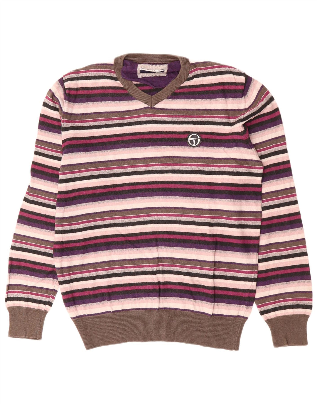 SERGIO TACCHINI Suéter feminino com decote em V UK 14 médio multicolorido
