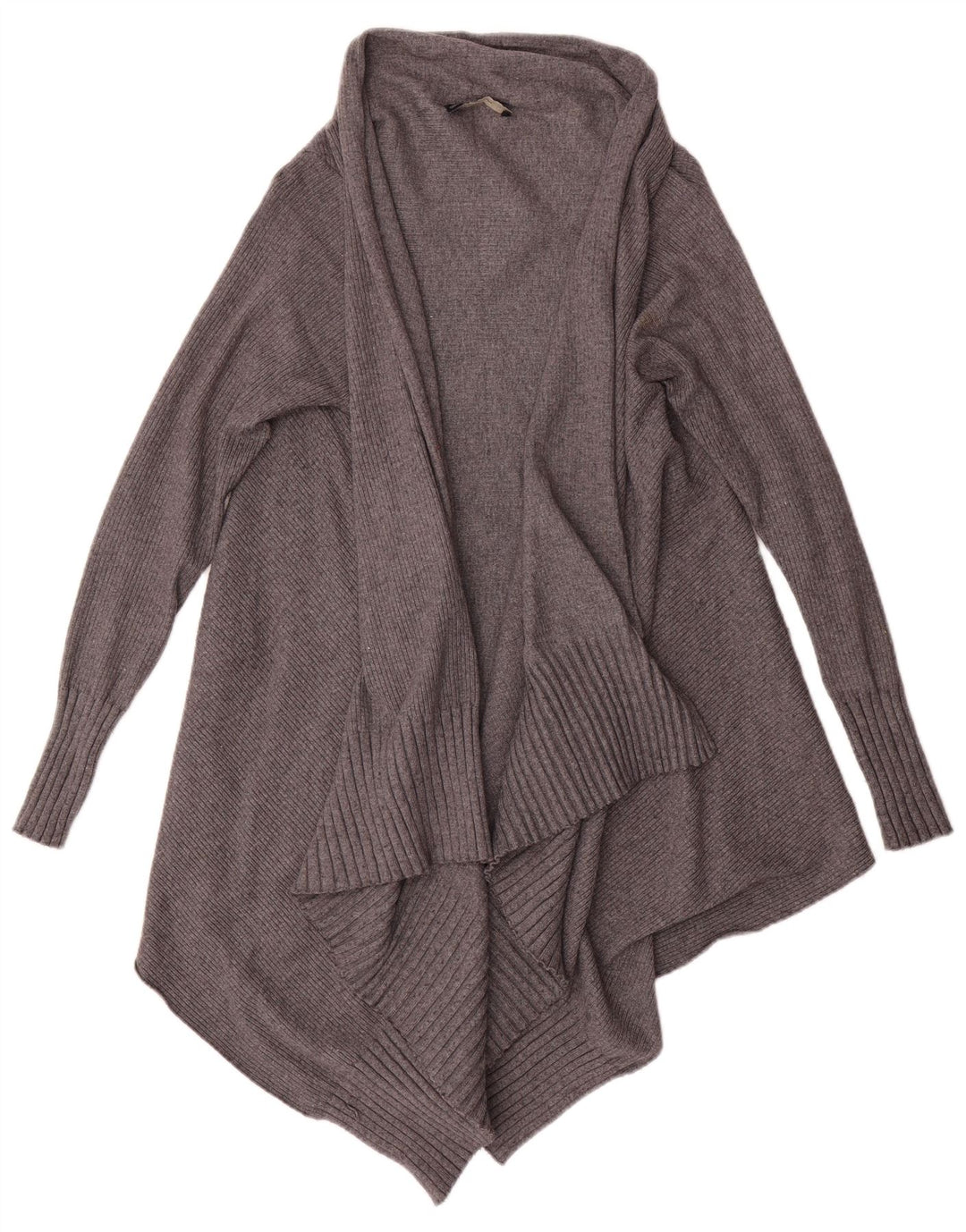 Suéter cardigã aberto assimétrico Zara feminino Reino Unido 14 viscose cinza médio