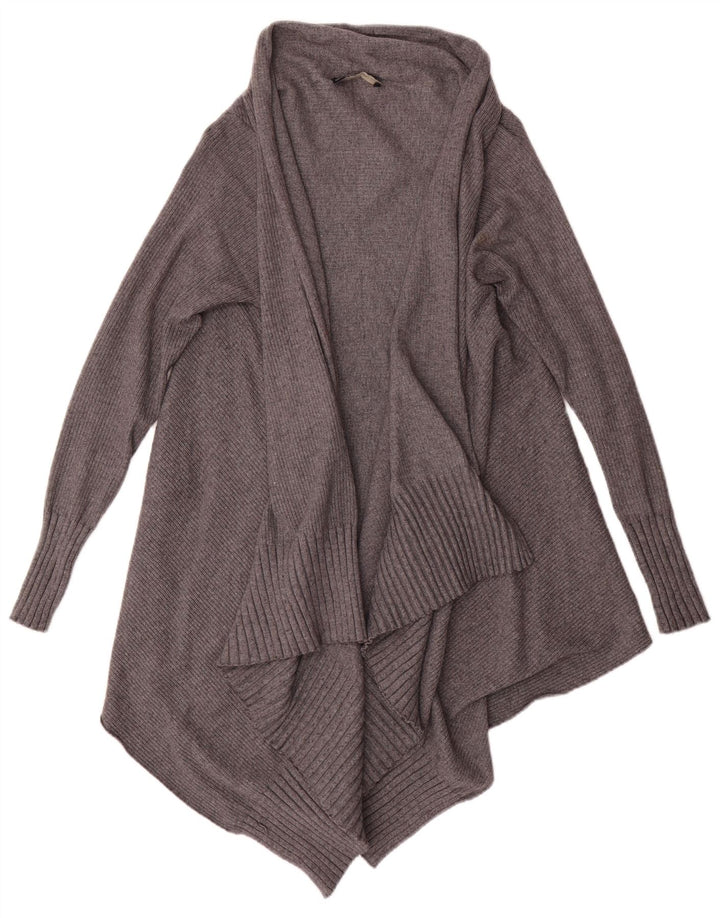 Suéter cardigã aberto assimétrico Zara feminino Reino Unido 14 viscose cinza médio