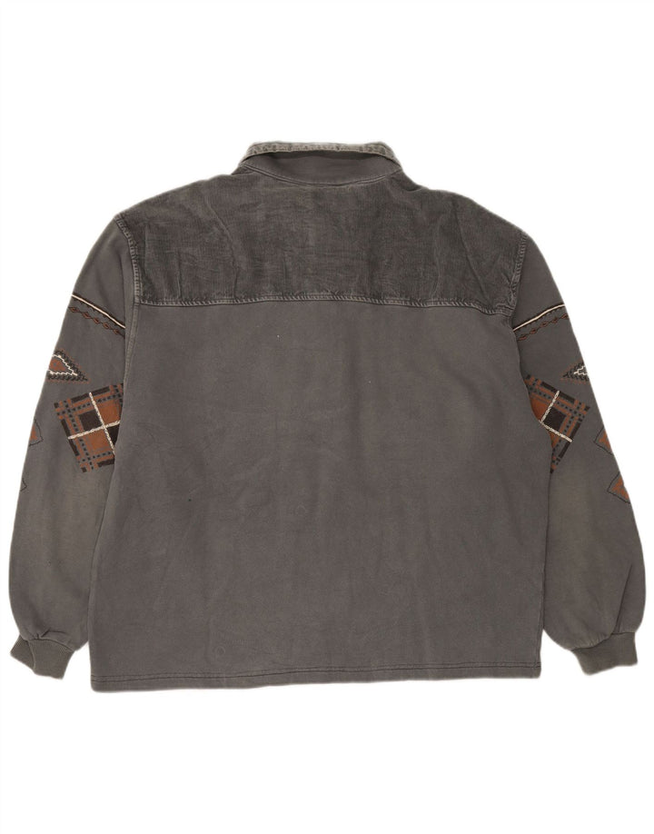 Suéter masculino Chewan com gola polo e gola XL cinza geométrico