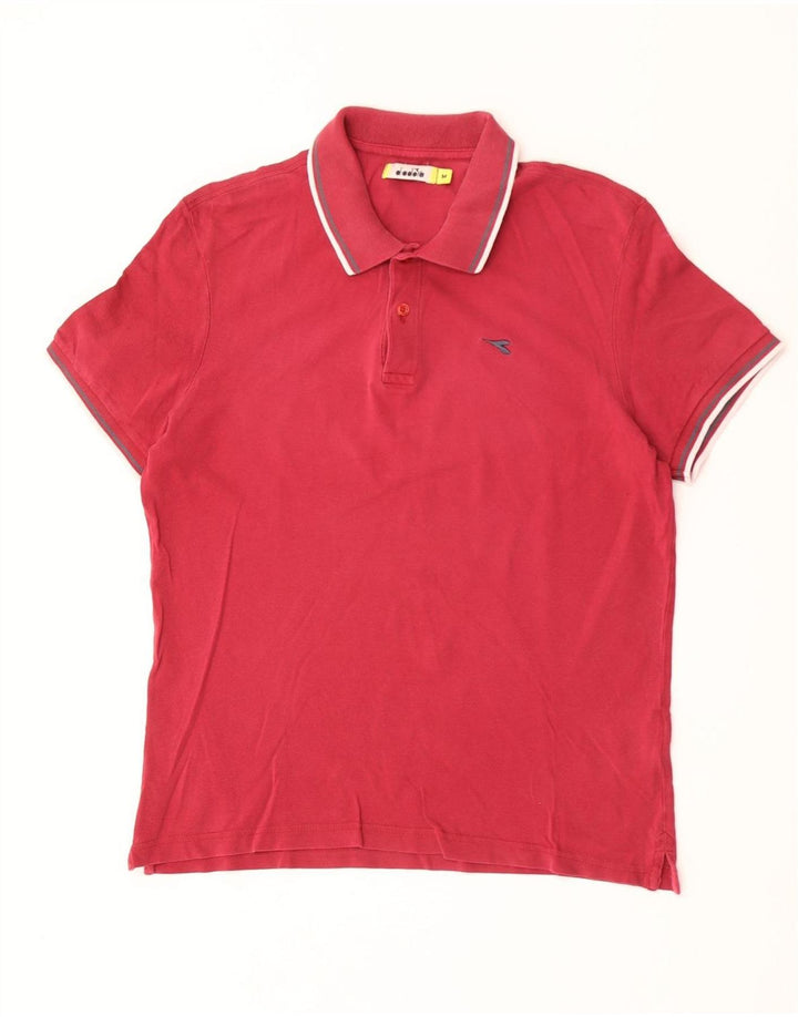 Camisa polo masculina DIADORA de algodão listrado marrom médio