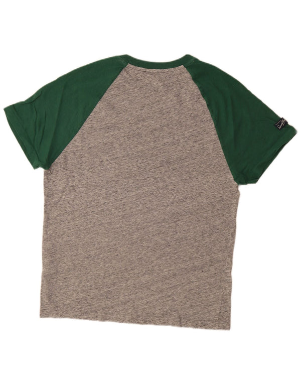 Superdry Mens Graphic T-Shirt Top Medium Grey Colourblock Cotton