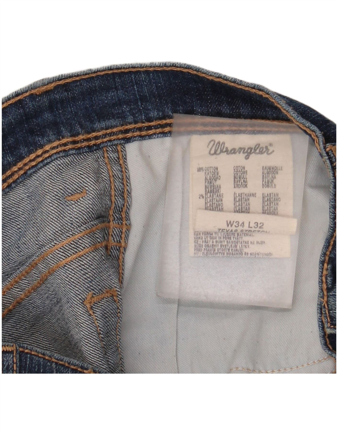 Wrangler Mens Straight Jeans W34 L32 Azul Algodão