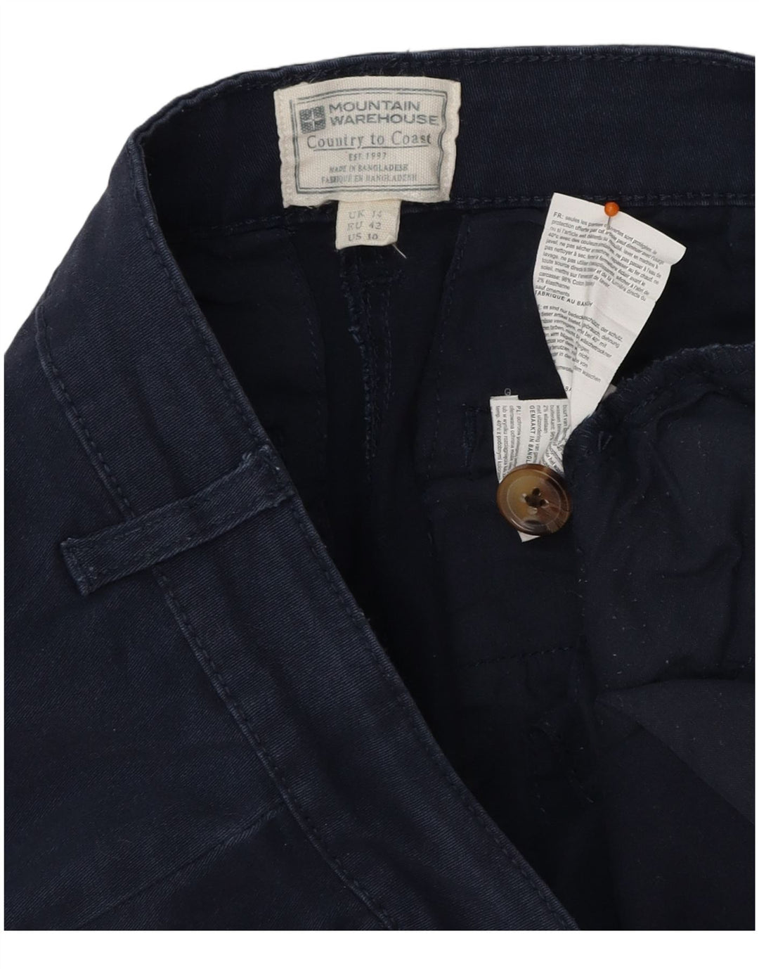 MOUNTAIN WAREHOUSE Shorts Chino feminino UK 14 grande W32 algodão azul marinho