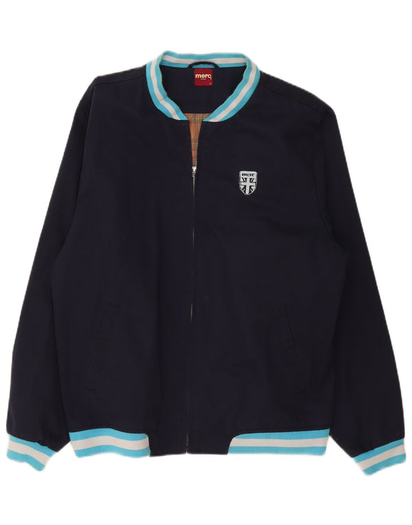 Jaqueta bomber masculina Merc UK 42 XL azul marinho algodão colorblock